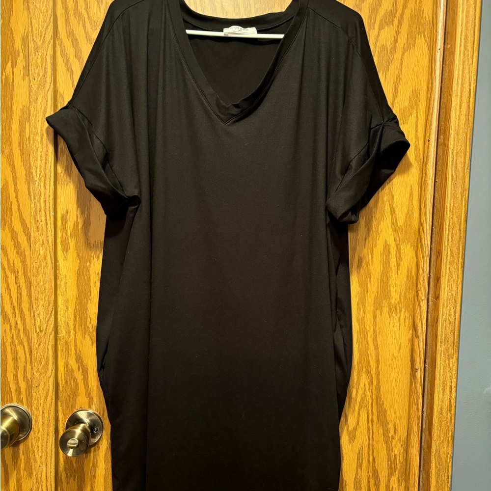 Black V-Neck Women's Dress